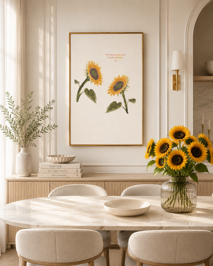 Vibrant sunflowers floral art prints
