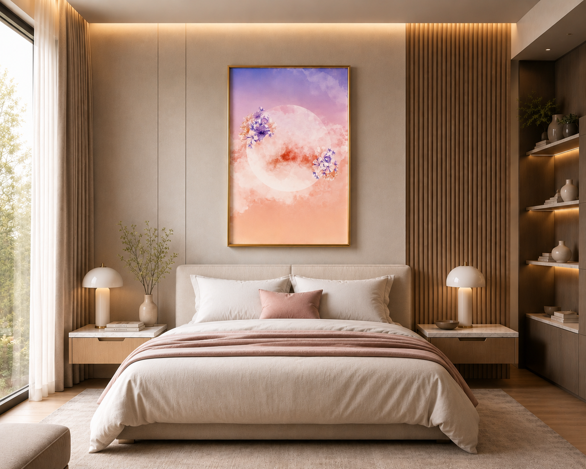 Elegant flower moon art prints