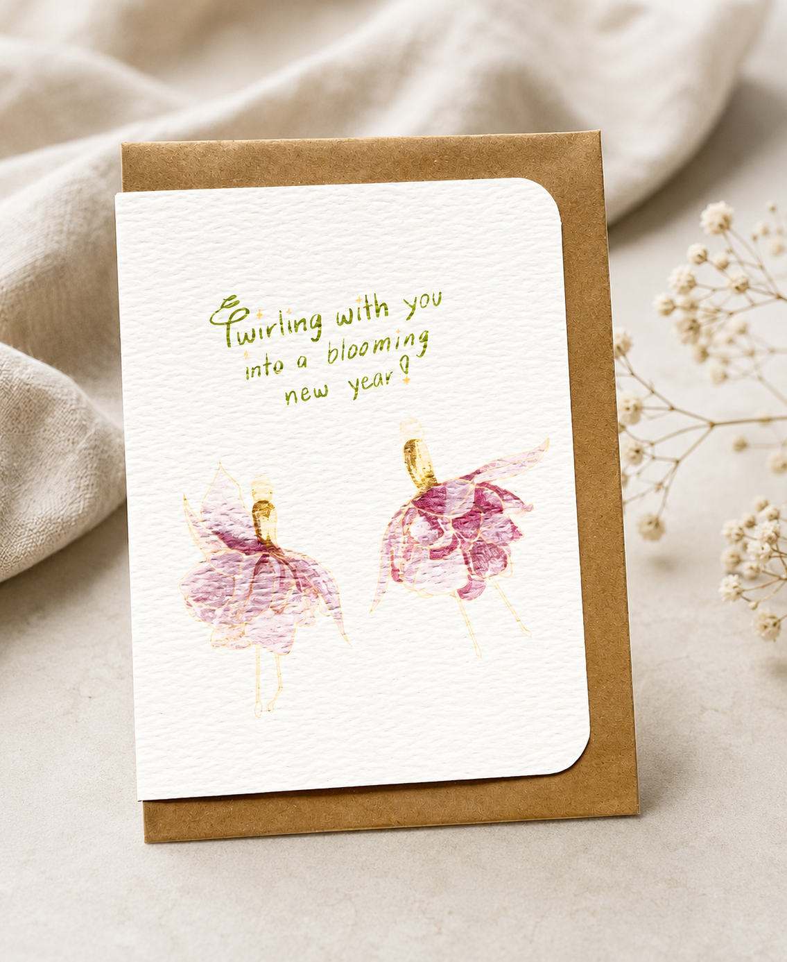 Whimsical fuchsia floral cards