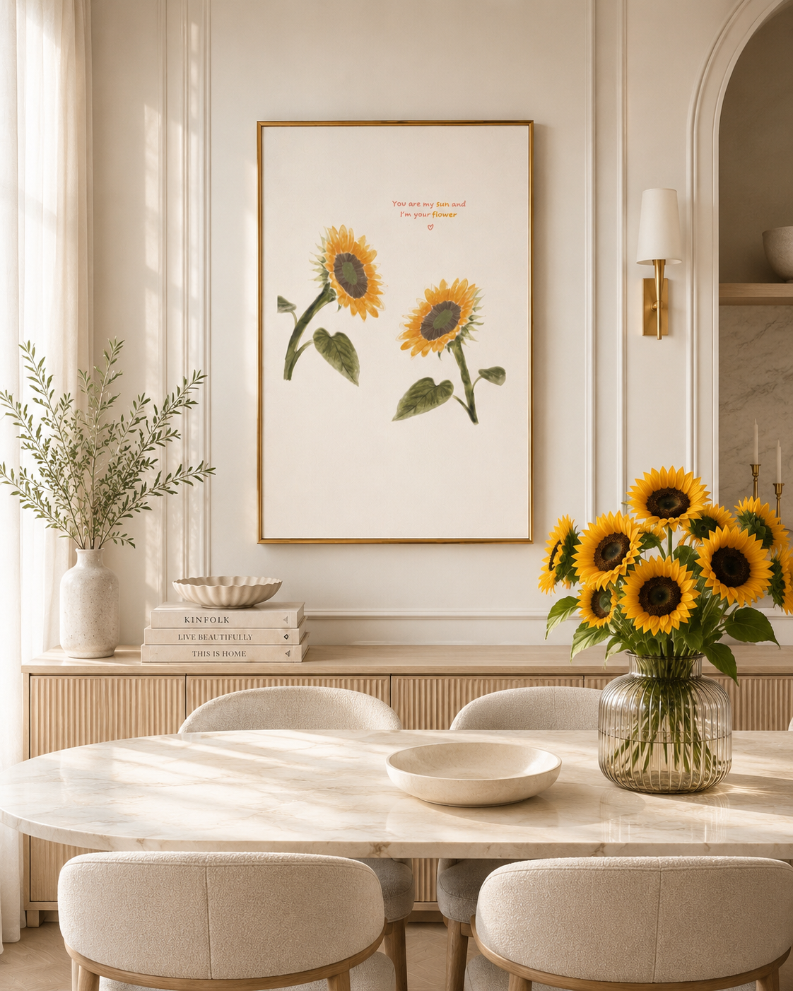 Elegant sunflowers floral art prints