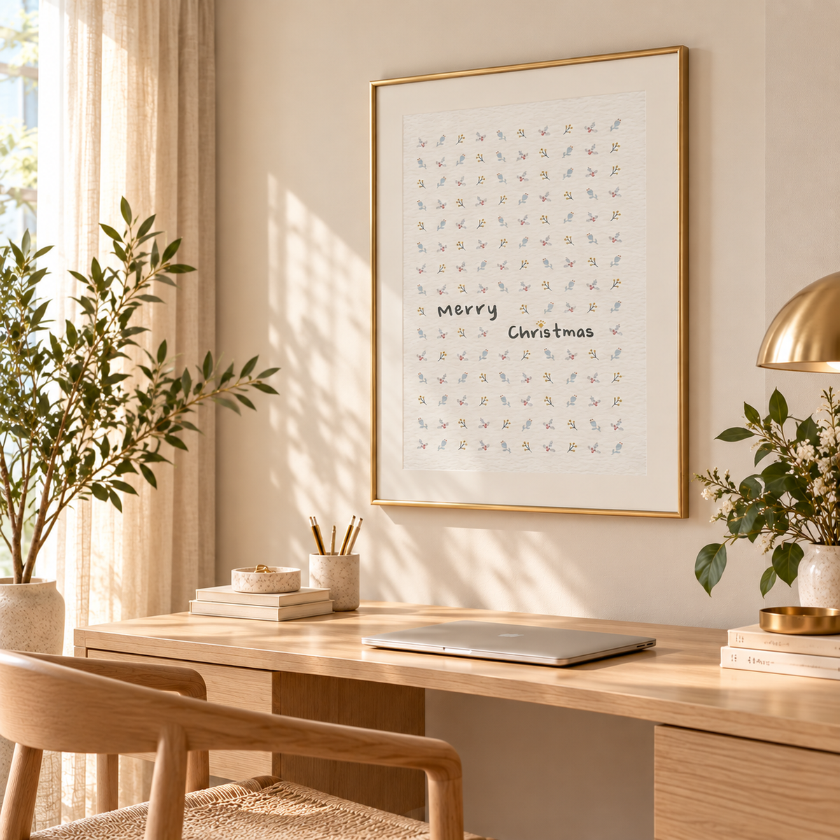 Intricate Christmas floral art prints