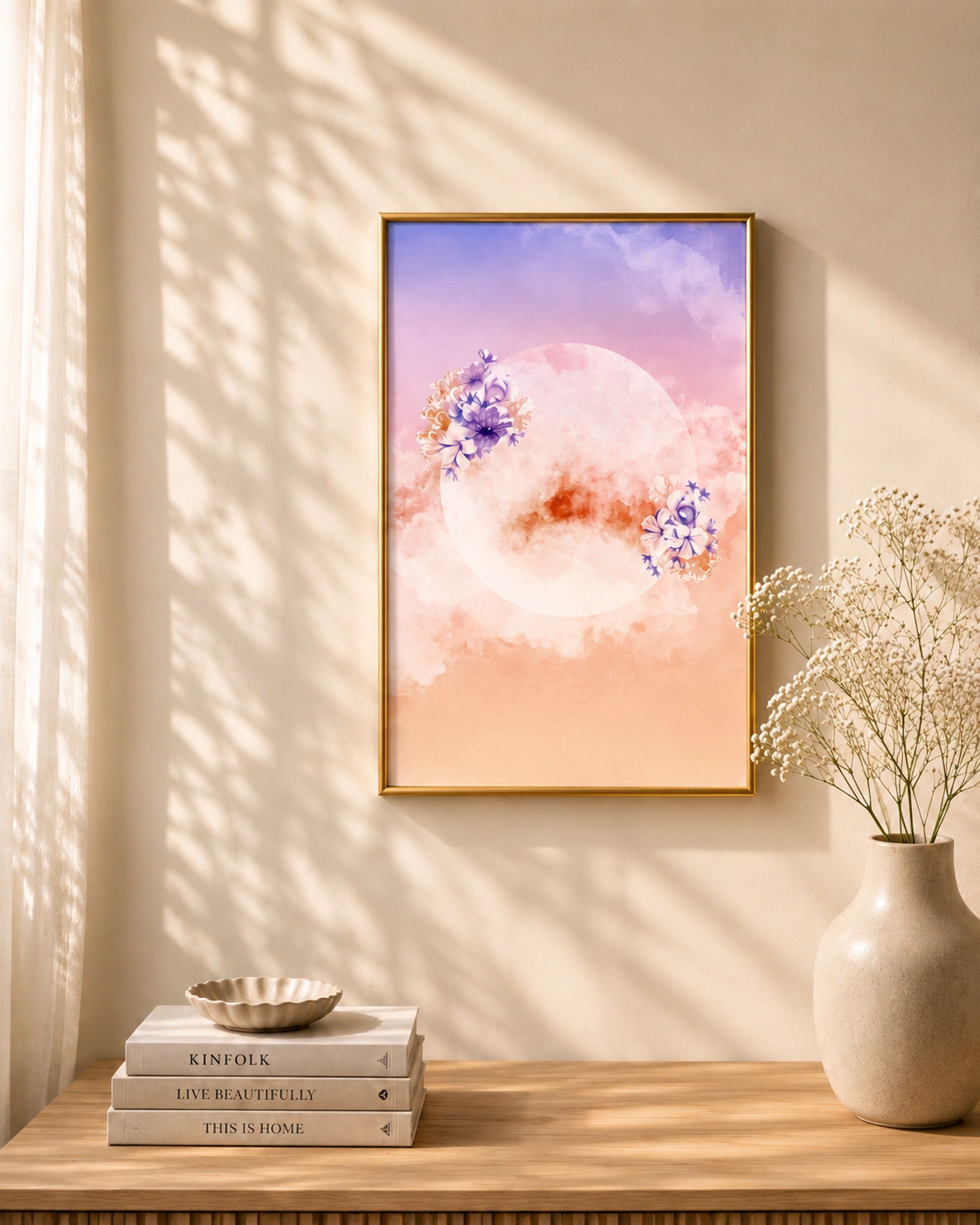 Elegant flower moon art prints