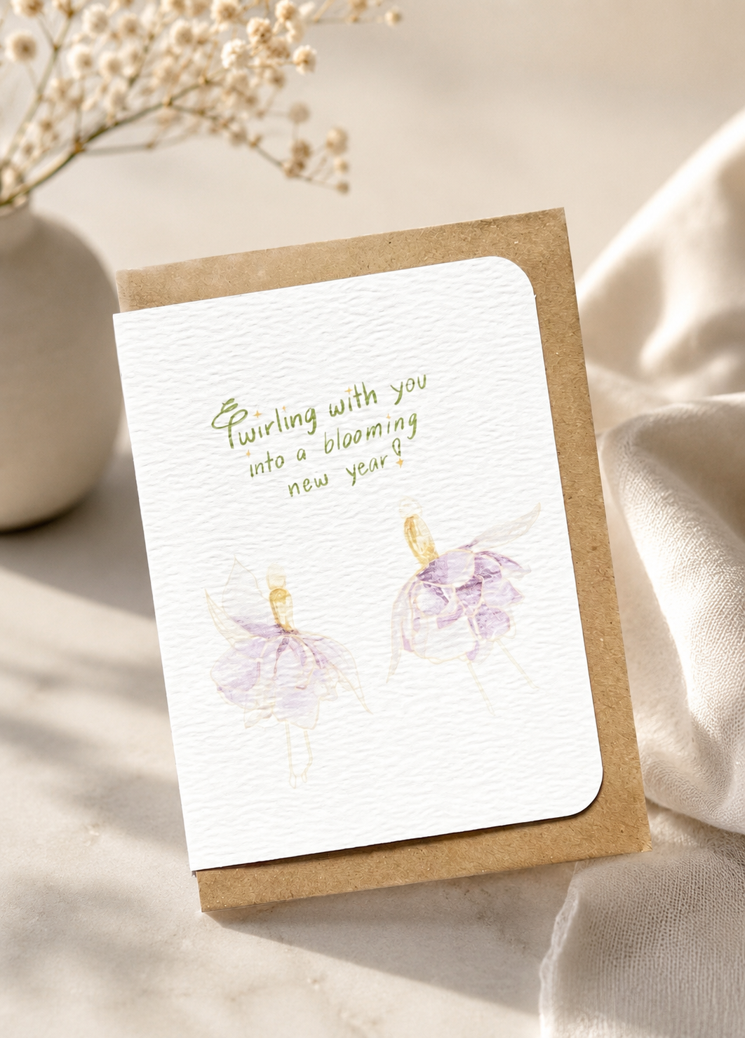 Whimsical fuchsia floral cards