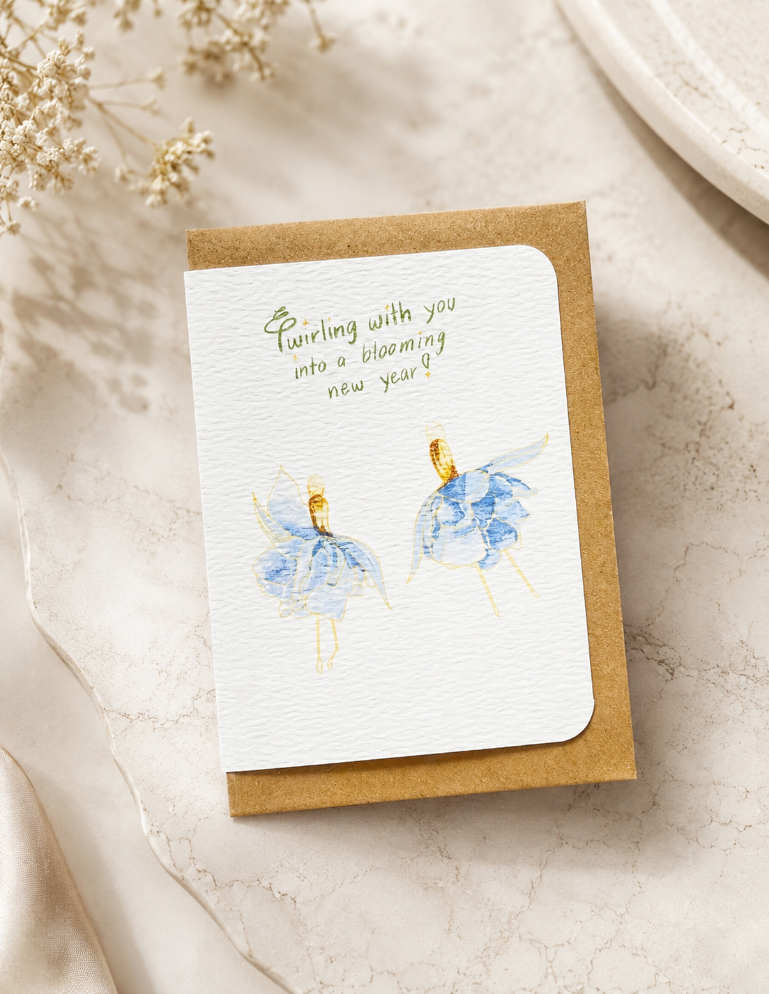 Whimsical fuchsia floral cards