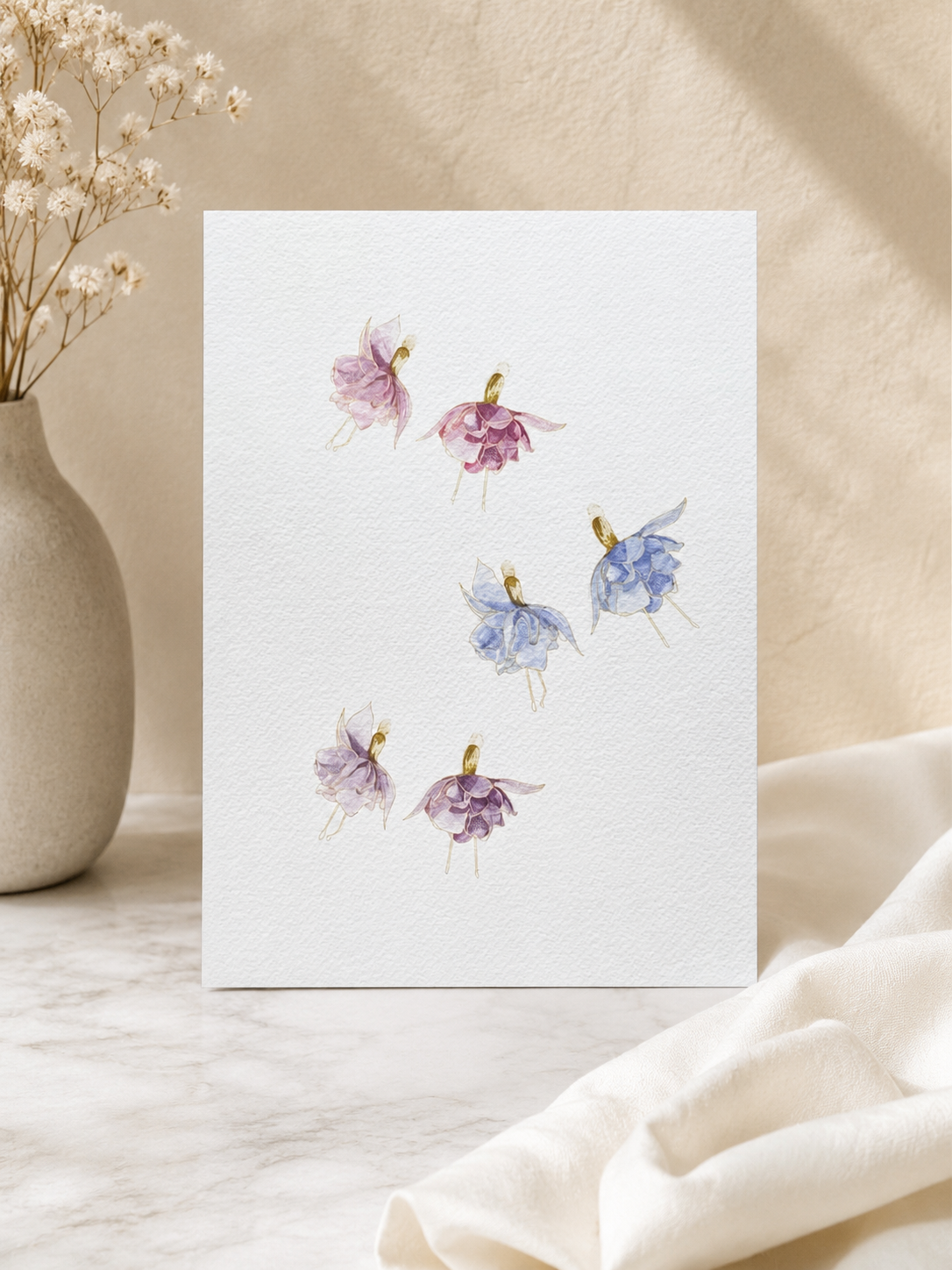 Elegant fuchsia floral art prints