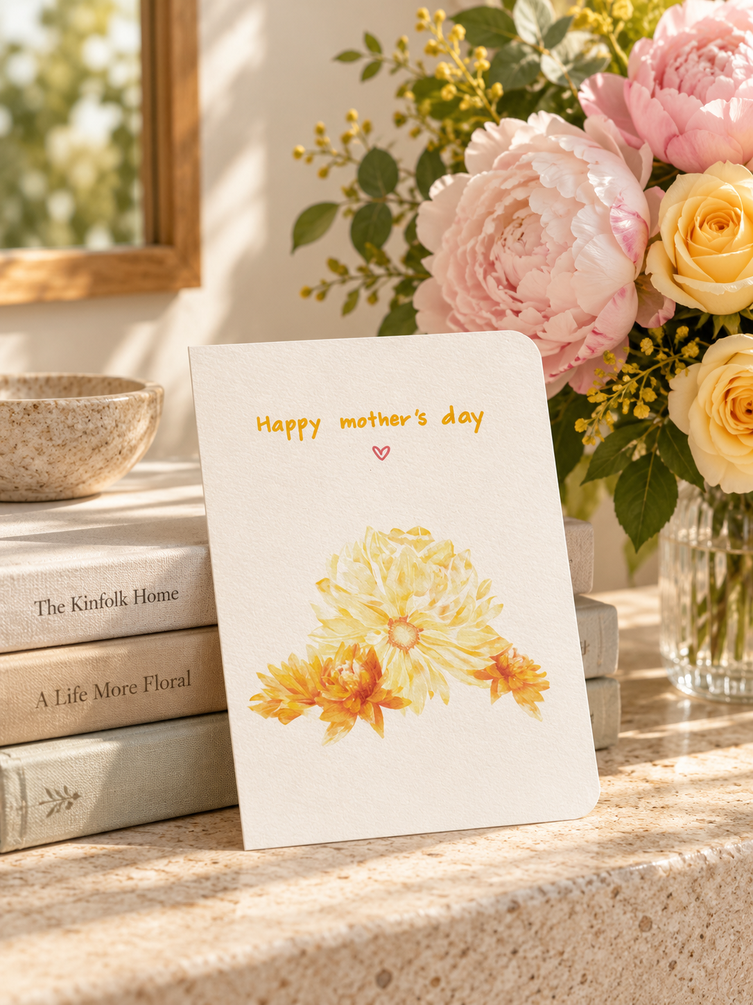 Delicate peonies floral card